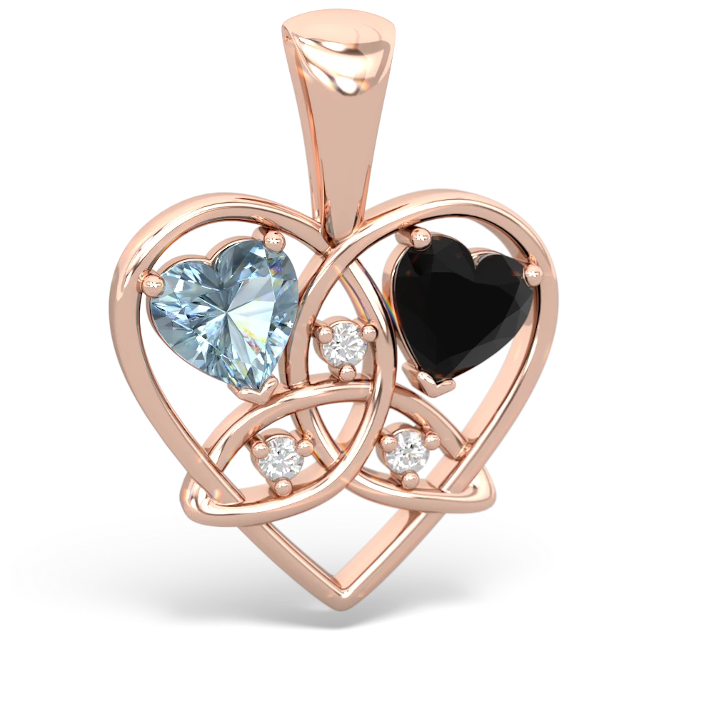 Aquamarine Celtic Trinity Heart 14K Rose Gold pendant P5331