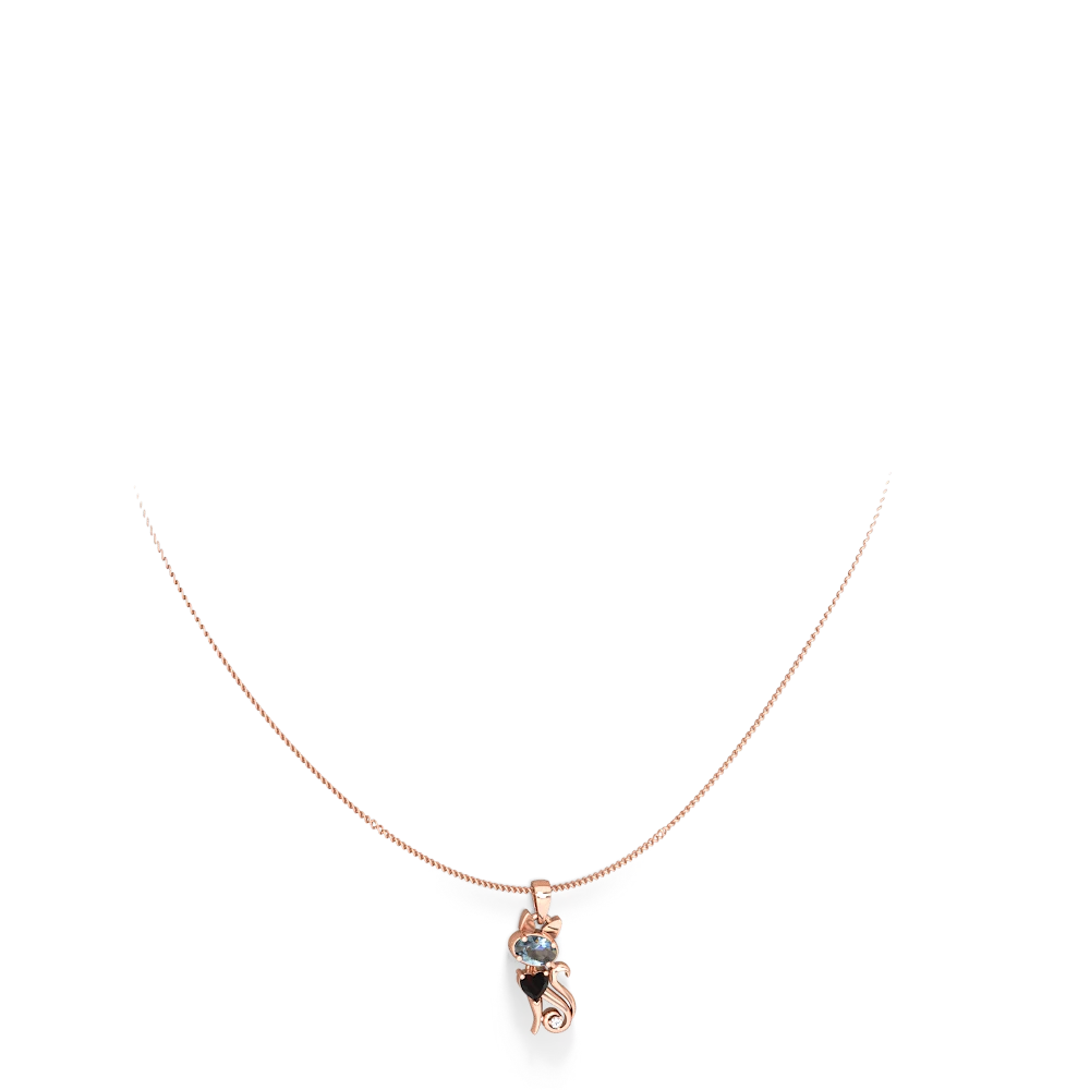 Aquamarine Kitten 14K Rose Gold pendant P5780