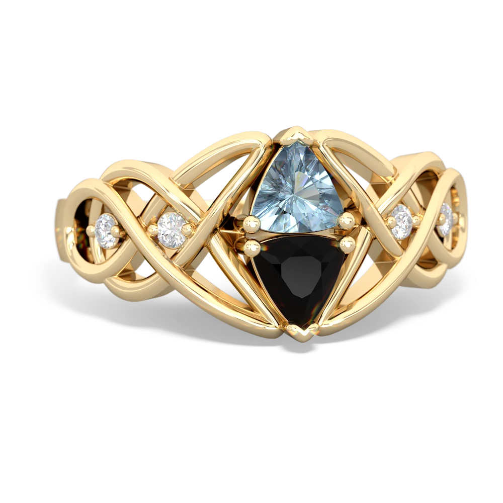 Aquamarine Keepsake Celtic Knot 14K Yellow Gold ring R5300