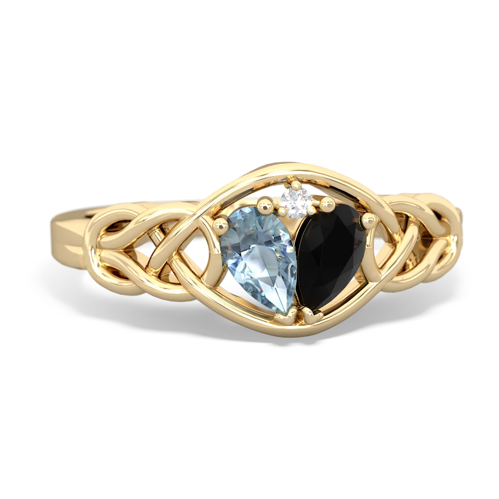 Aquamarine Celtic Love Knot 14K Yellow Gold ring R5420