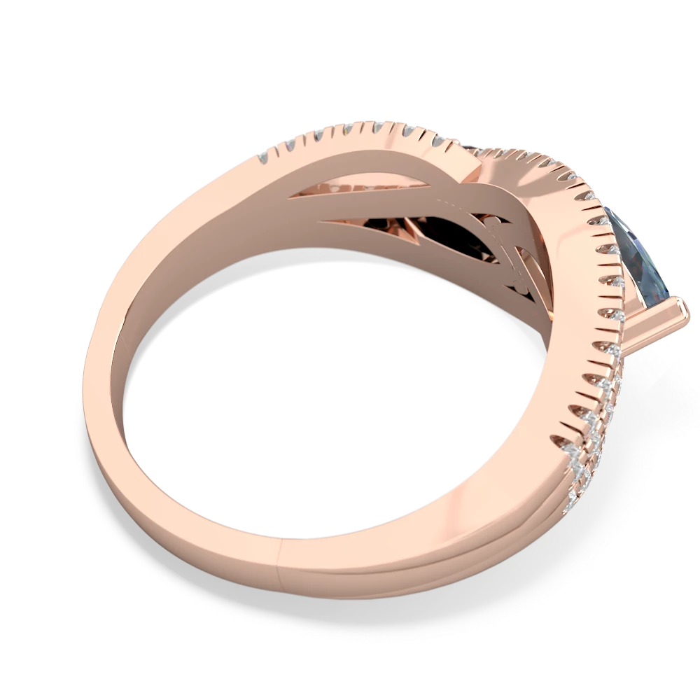 Aquamarine Diamond Rivers 14K Rose Gold ring R3070