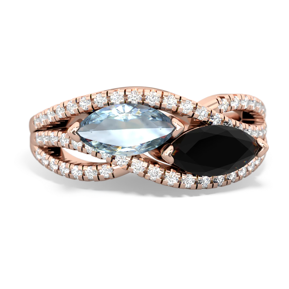 Aquamarine Diamond Rivers 14K Rose Gold ring R3070