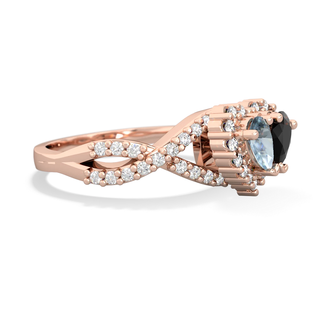 Aquamarine Diamond Twist 'One Heart' 14K Rose Gold ring R2640HRT