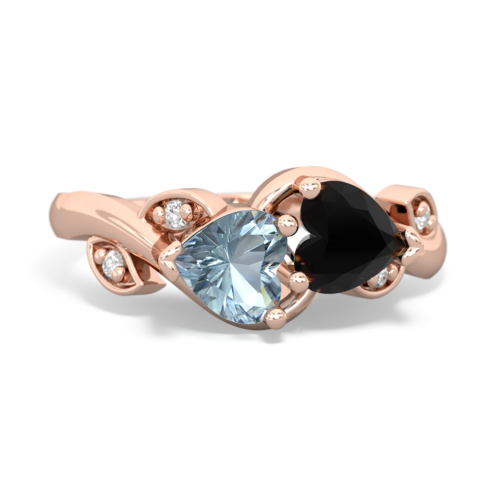 Aquamarine Floral Elegance 14K Rose Gold ring R5790