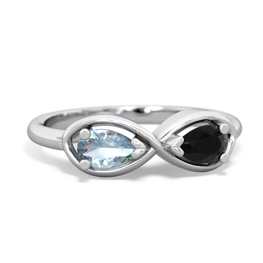 Aquamarine Infinity 14K White Gold ring R5050