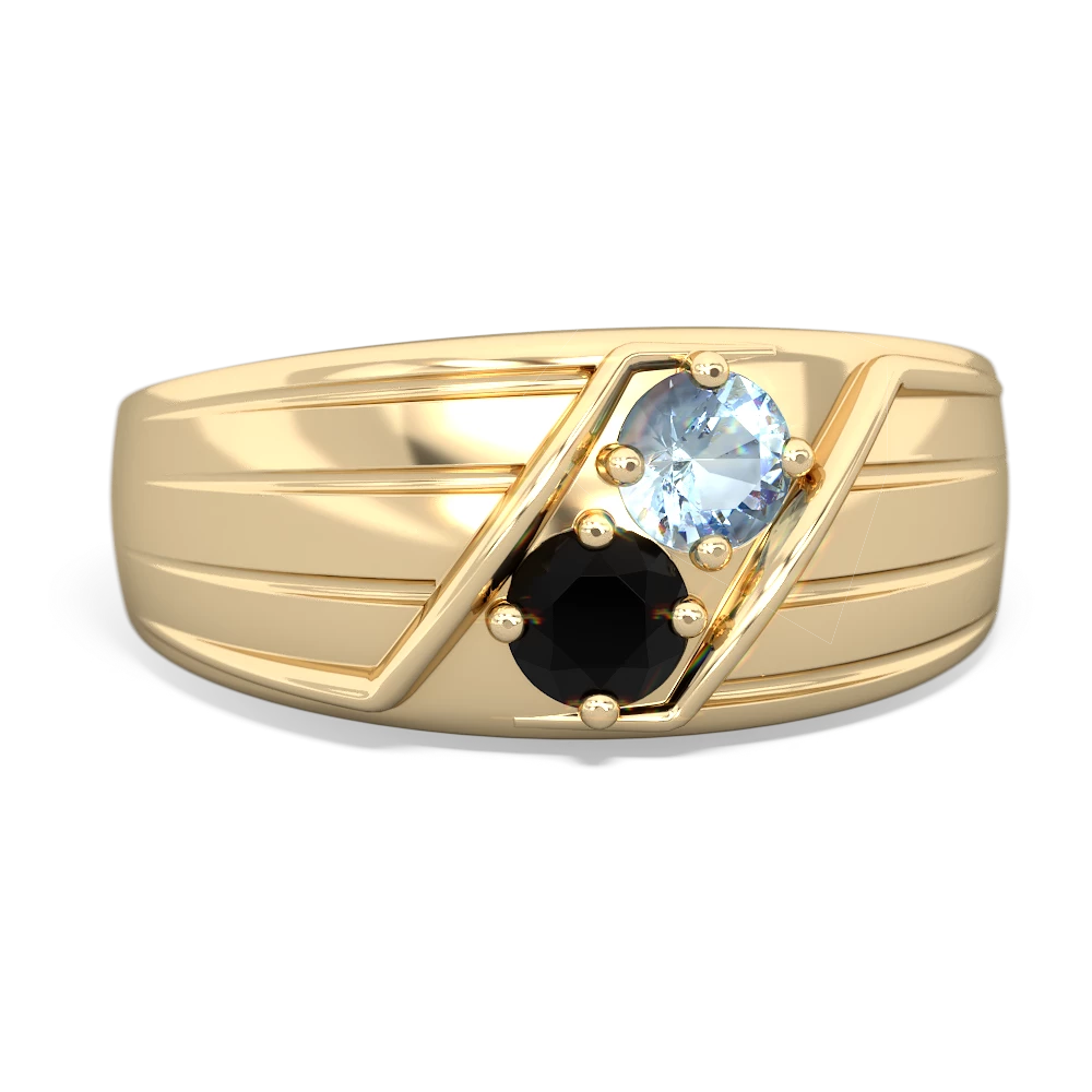 Aquamarine Men's Streamline 14K Yellow Gold ring R0460