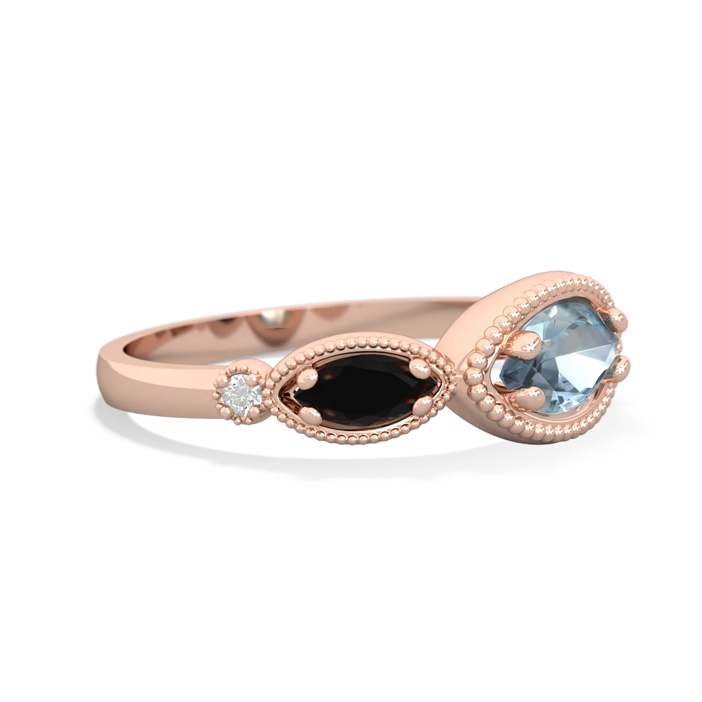 Aquamarine Milgrain Marquise 14K Rose Gold ring R5700