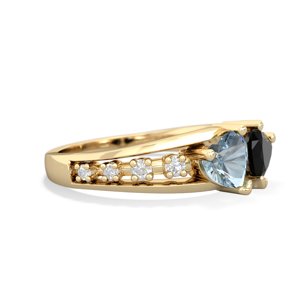 Aquamarine Heart To Heart 14K Yellow Gold ring R3342