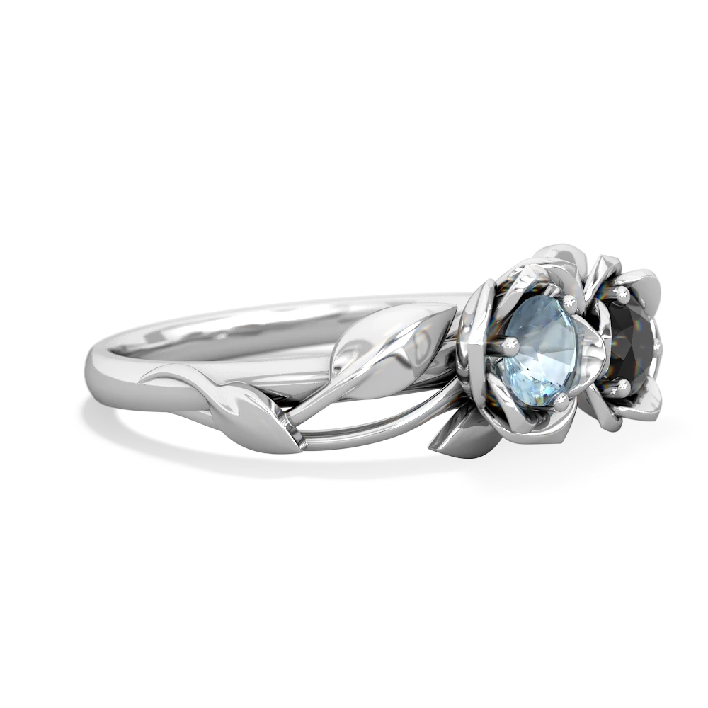 Aquamarine Rose Garden 14K White Gold ring R5510