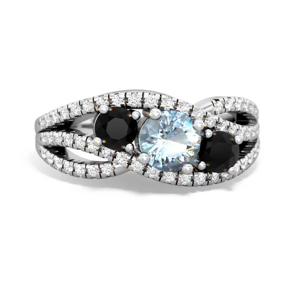 Aquamarine Three Stone Aurora 14K White Gold ring R3080