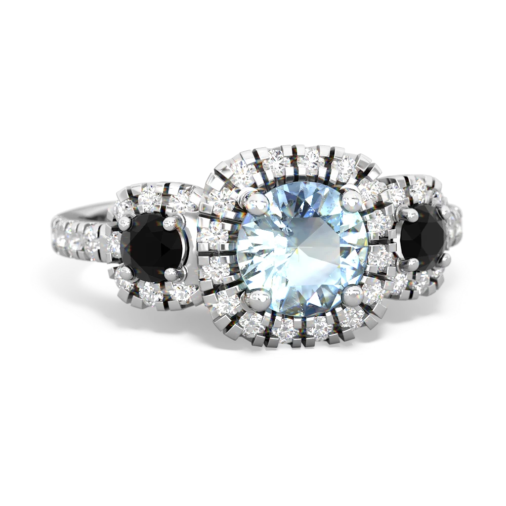 Aquamarine Regal Halo 14K White Gold ring R5350