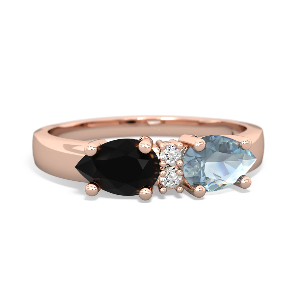 Aquamarine Pear Bowtie 14K Rose Gold ring R0865