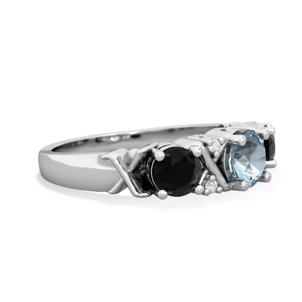 Aquamarine Hugs And Kisses 14K White Gold ring R5016