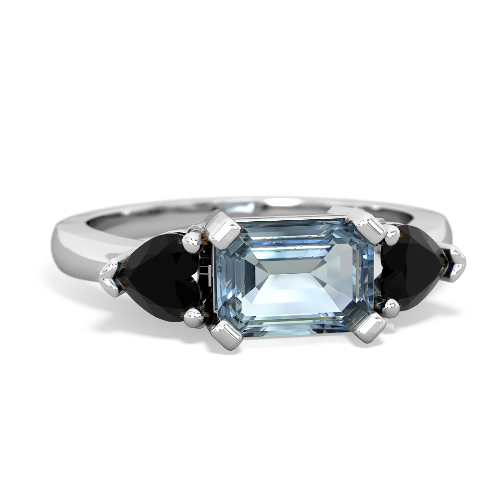 Aquamarine Three Stone 14K White Gold ring R5235