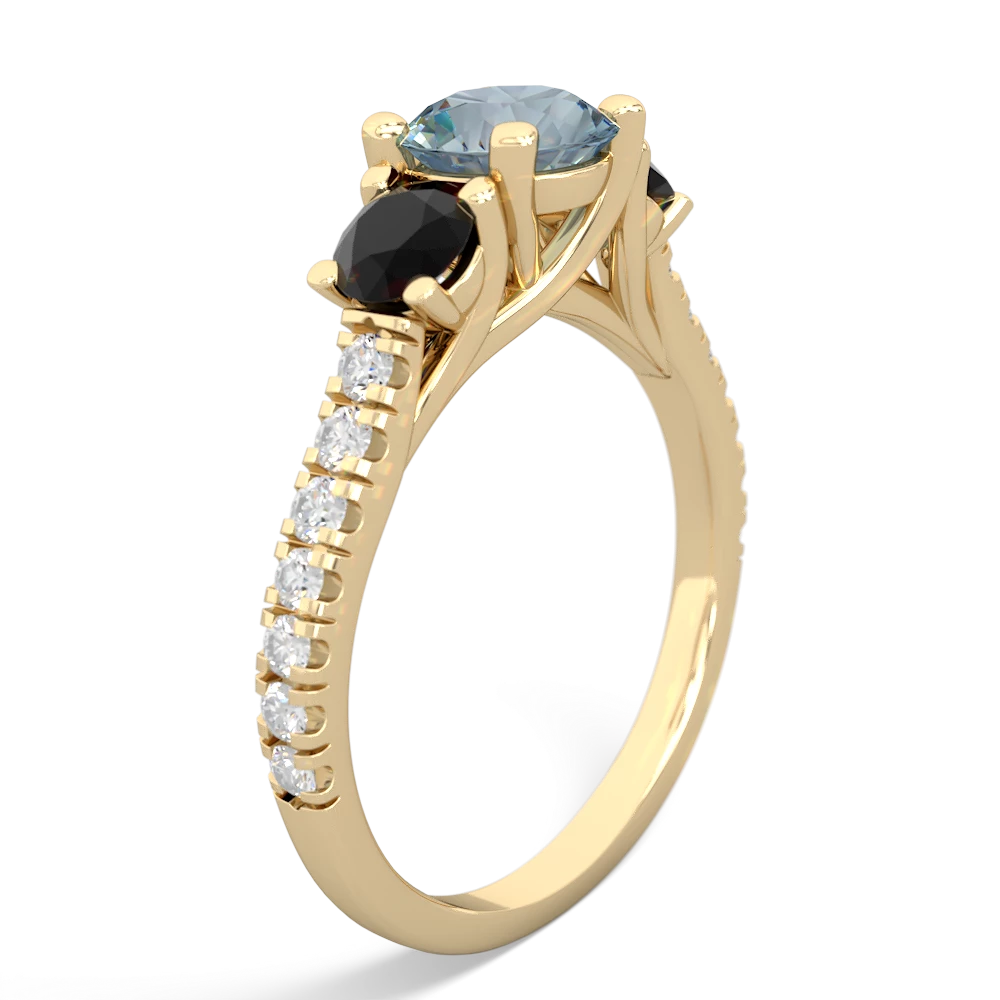 Aquamarine Pave Trellis 14K Yellow Gold ring R5500