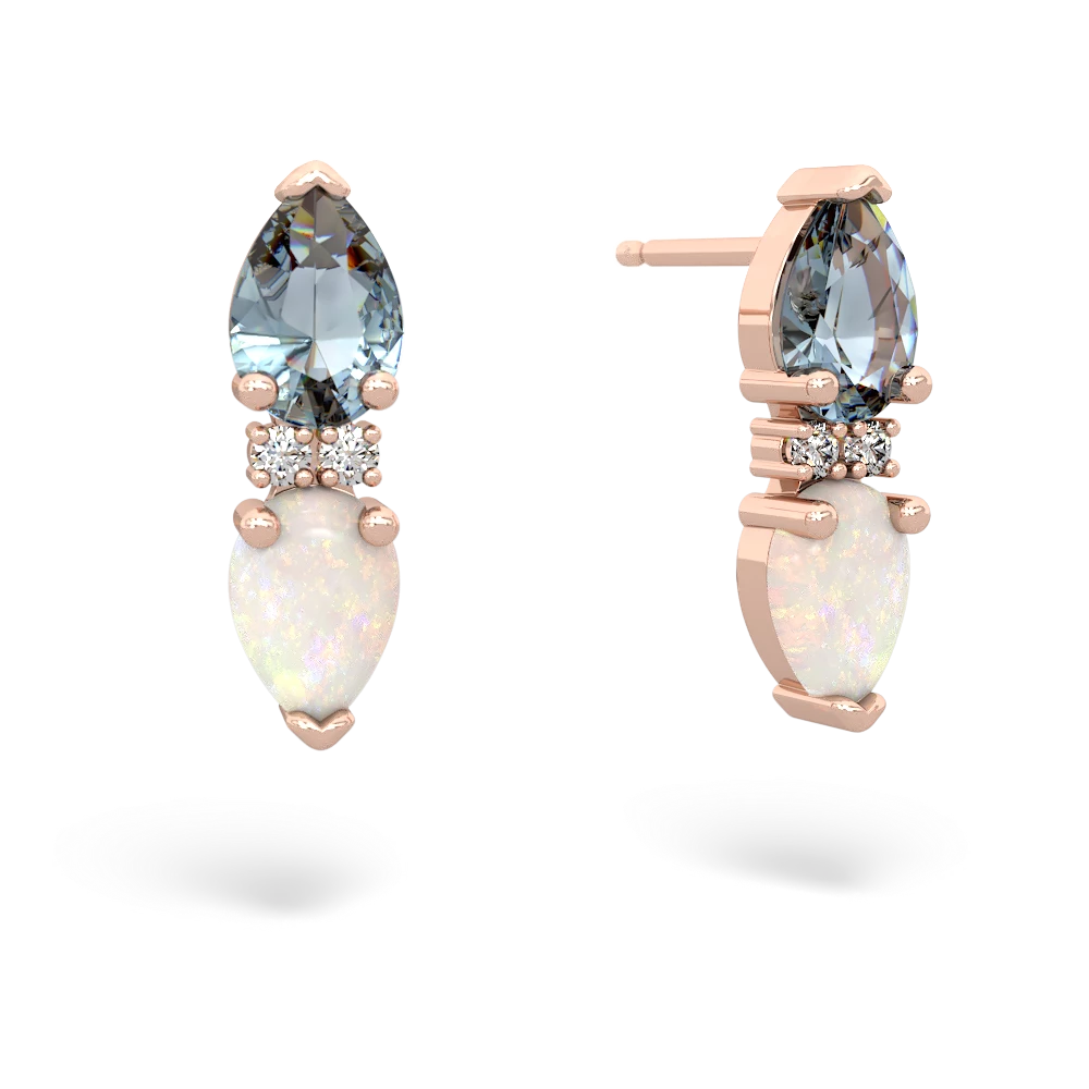 Aquamarine Bowtie Drop 14K Rose Gold earrings E0865