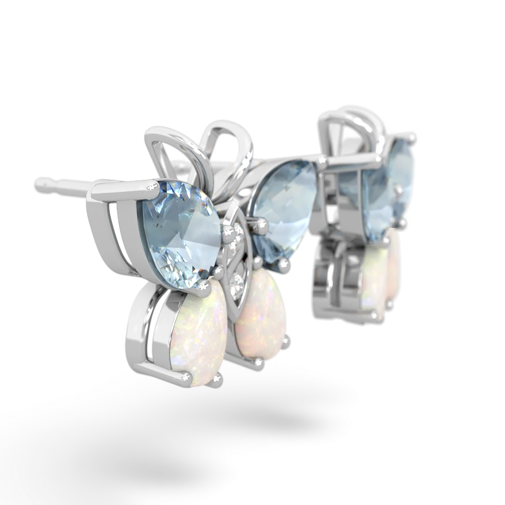 Aquamarine Butterfly 14K White Gold earrings E2215