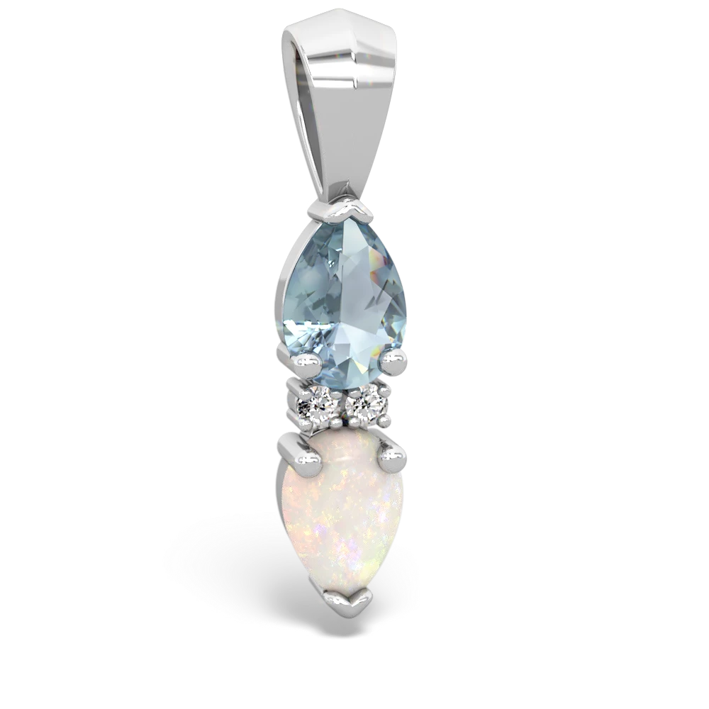 Aquamarine Bowtie Drop 14K White Gold pendant P0865