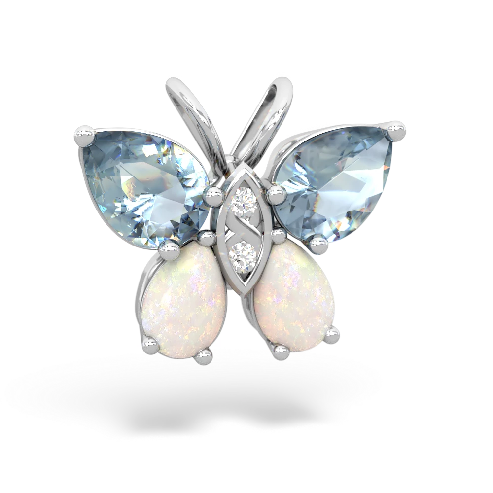 Aquamarine Butterfly 14K White Gold pendant P2215