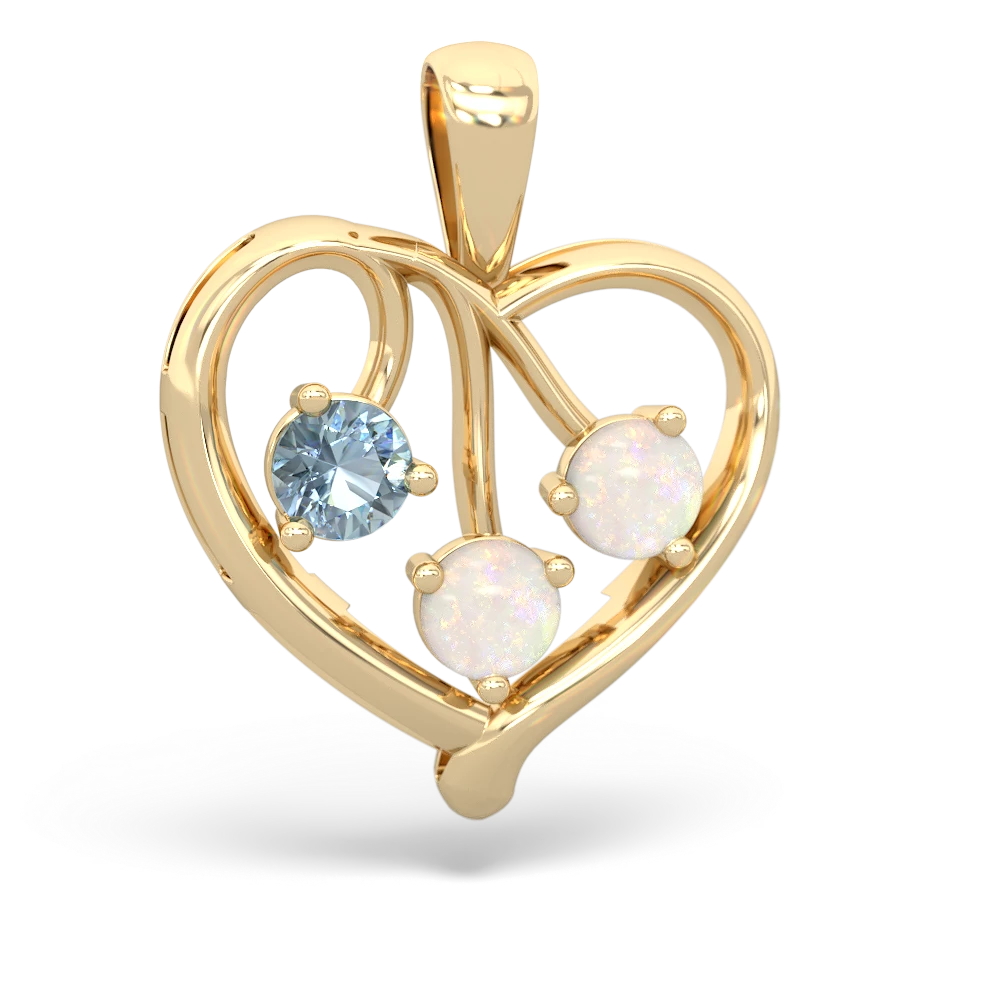 Aquamarine Glowing Heart 14K Yellow Gold pendant P2233