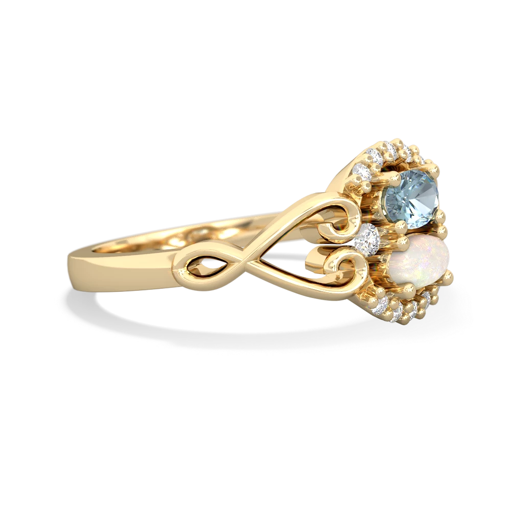 Aquamarine Love Nest 14K Yellow Gold ring R5860