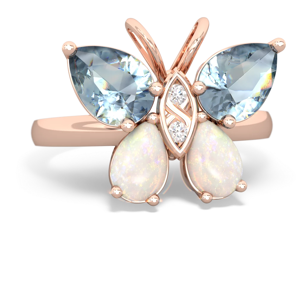 Aquamarine Butterfly 14K Rose Gold ring R2215