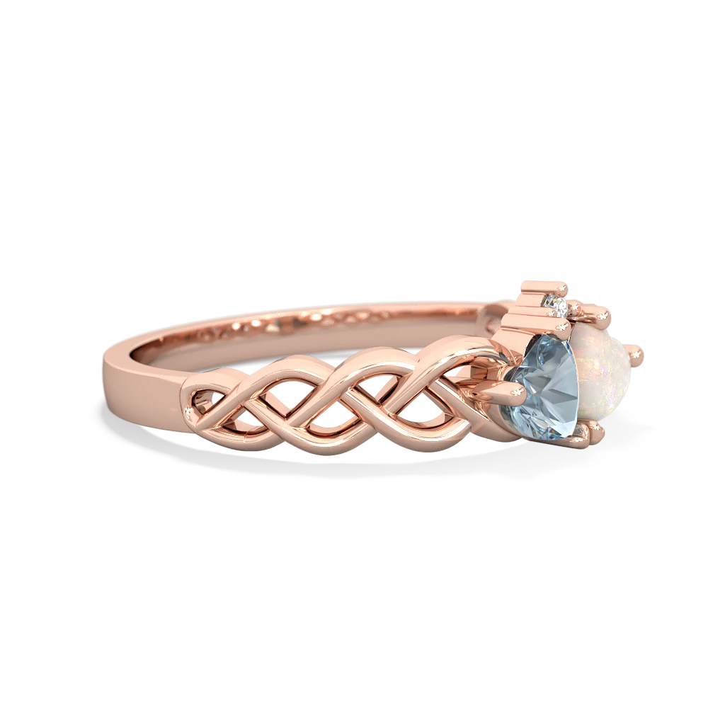 Aquamarine Heart To Heart Braid 14K Rose Gold ring R5870