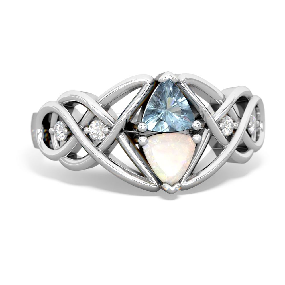 Aquamarine Keepsake Celtic Knot 14K White Gold ring R5300