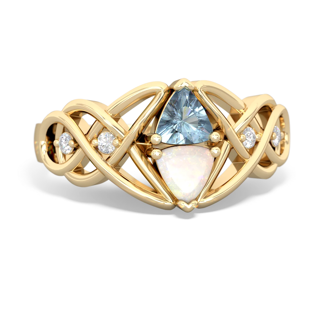 Aquamarine Keepsake Celtic Knot 14K Yellow Gold ring R5300