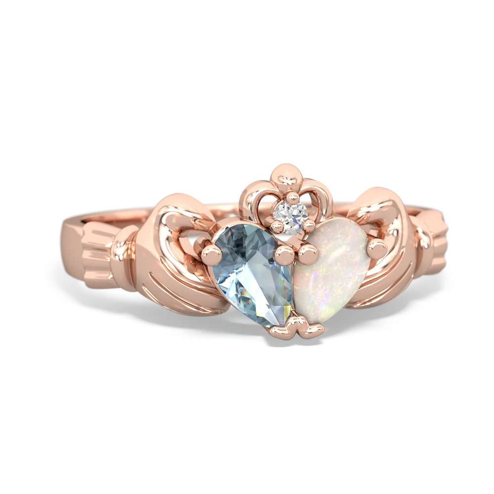 Aquamarine 'Our Heart' Claddagh 14K Rose Gold ring R2388