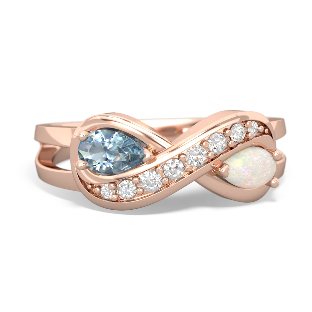 Aquamarine Diamond Infinity 14K Rose Gold ring R5390