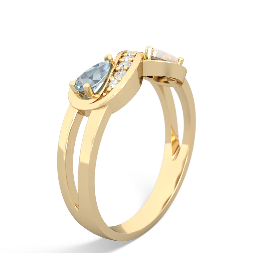 Aquamarine Diamond Infinity 14K Yellow Gold ring R5390