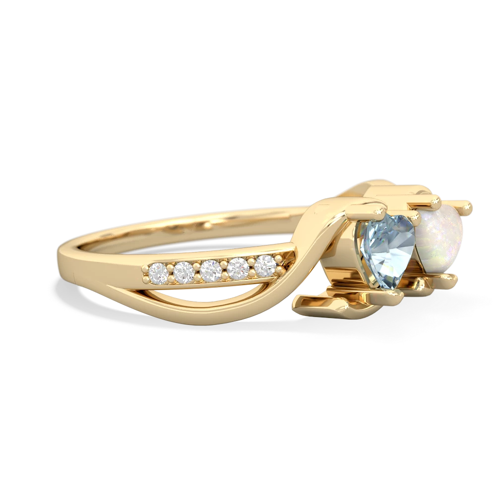 Aquamarine Side By Side 14K Yellow Gold ring R3090