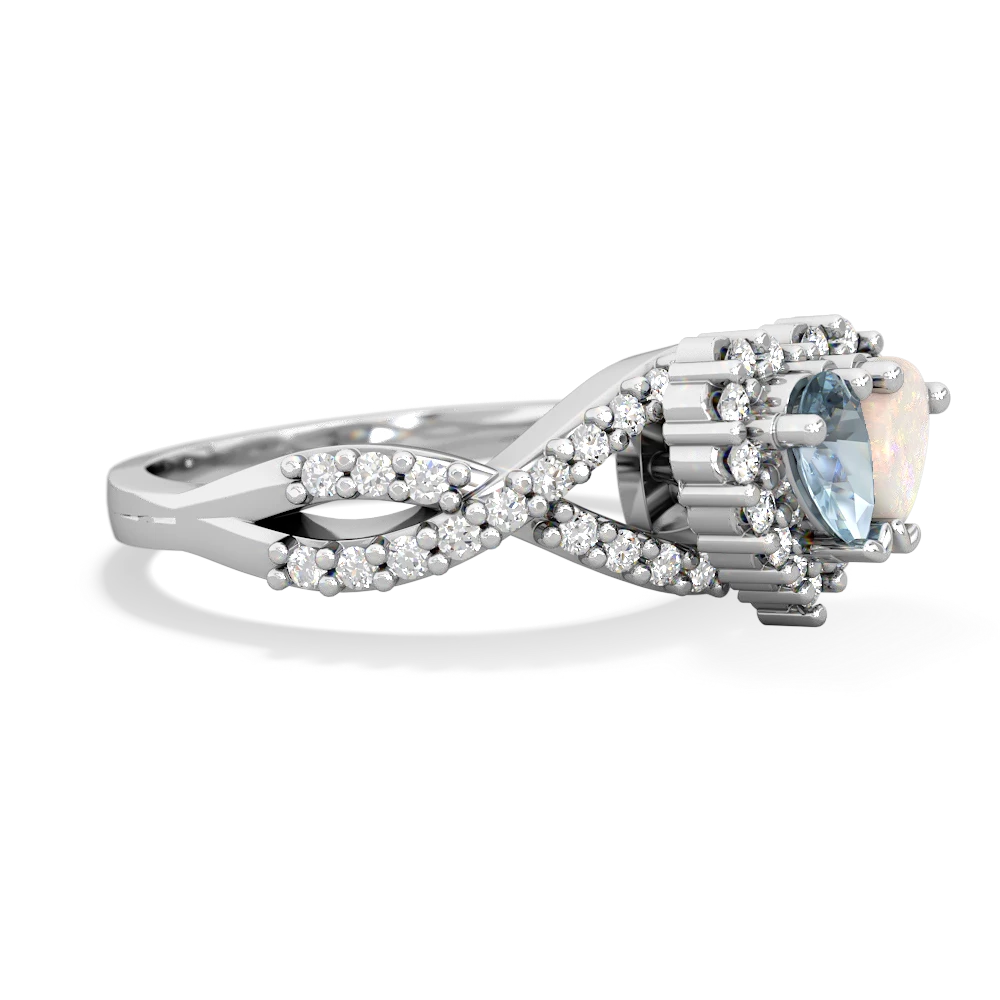 Aquamarine Diamond Twist 'One Heart' 14K White Gold ring R2640HRT