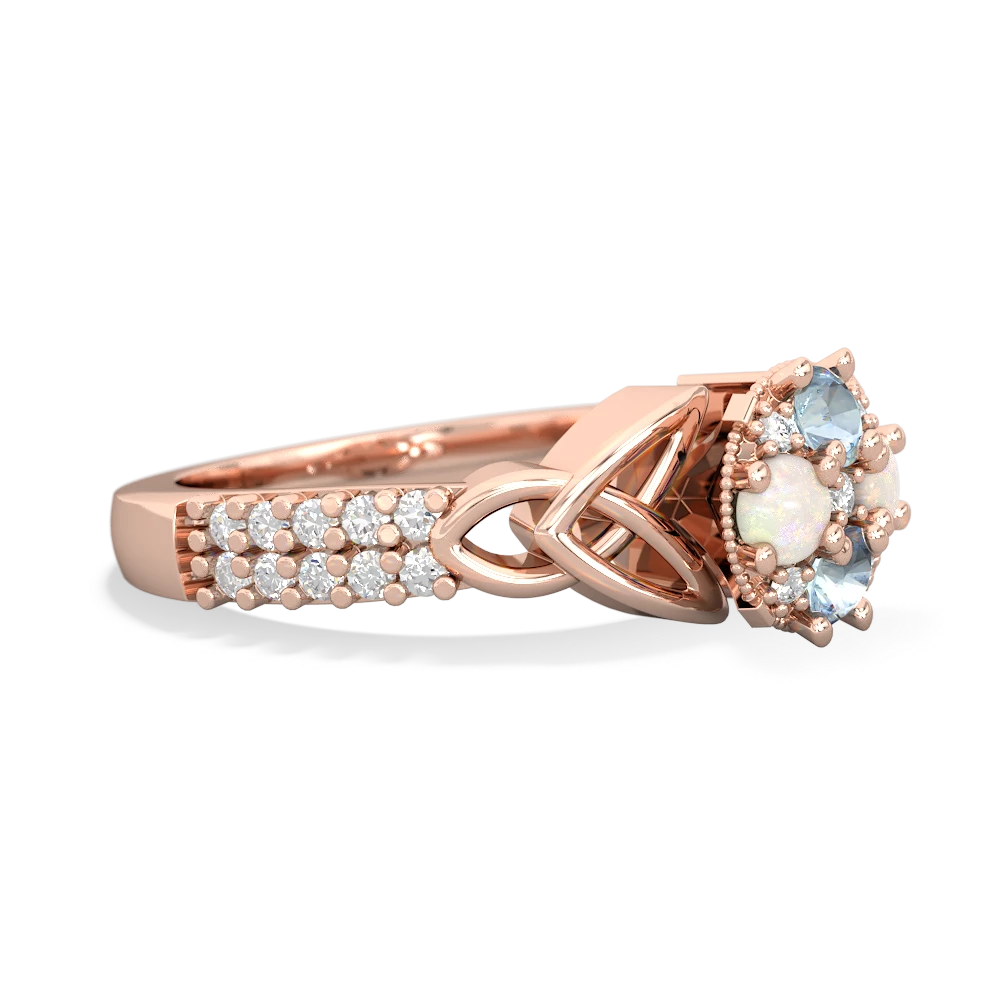 Aquamarine Celtic Knot Cluster Engagement 14K Rose Gold ring R26443RD