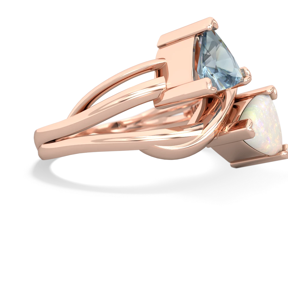 Aquamarine Split Band Swirl 14K Rose Gold ring R2341