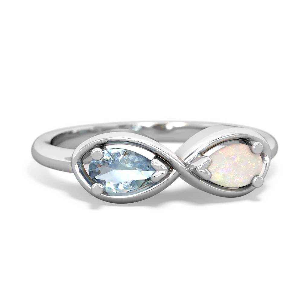 Aquamarine Infinity 14K White Gold ring R5050