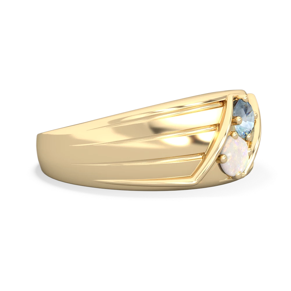 Aquamarine Men's Streamline 14K Yellow Gold ring R0460