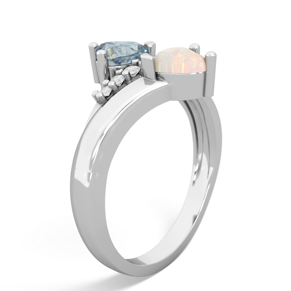 Aquamarine Heart To Heart 14K White Gold ring R2064