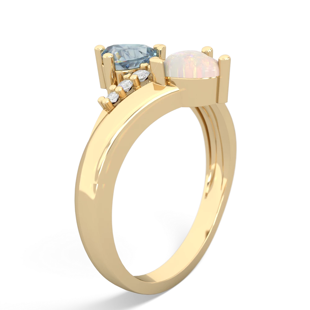 Aquamarine Heart To Heart 14K Yellow Gold ring R2064