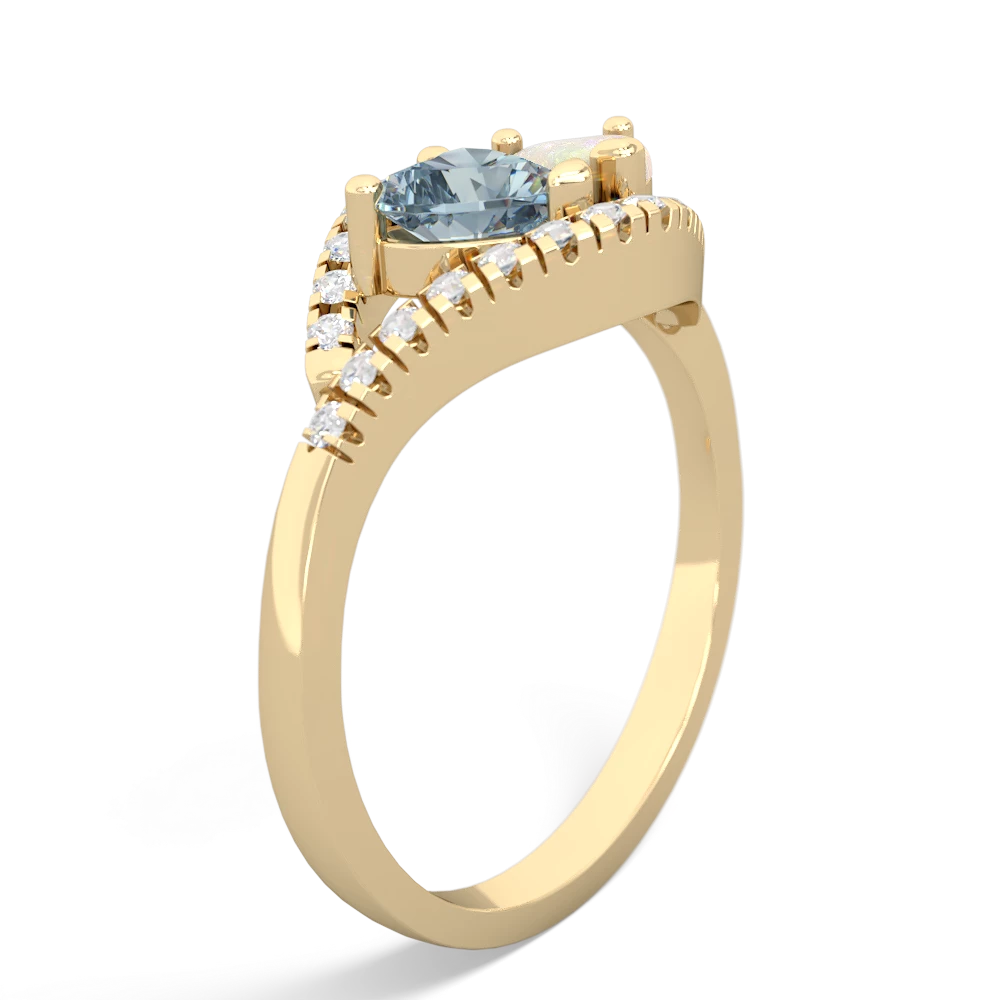 Aquamarine Mother And Child 14K Yellow Gold ring R3010