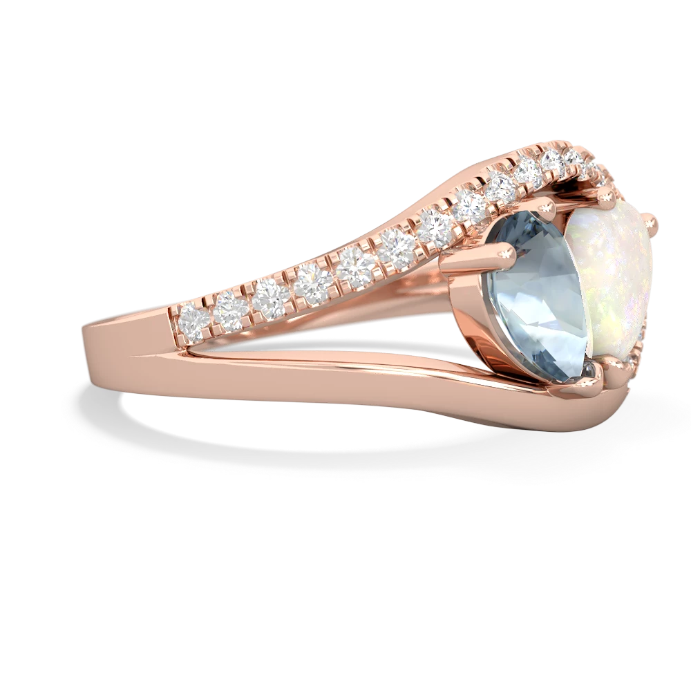 Aquamarine Nestled Heart Keepsake 14K Rose Gold ring R5650