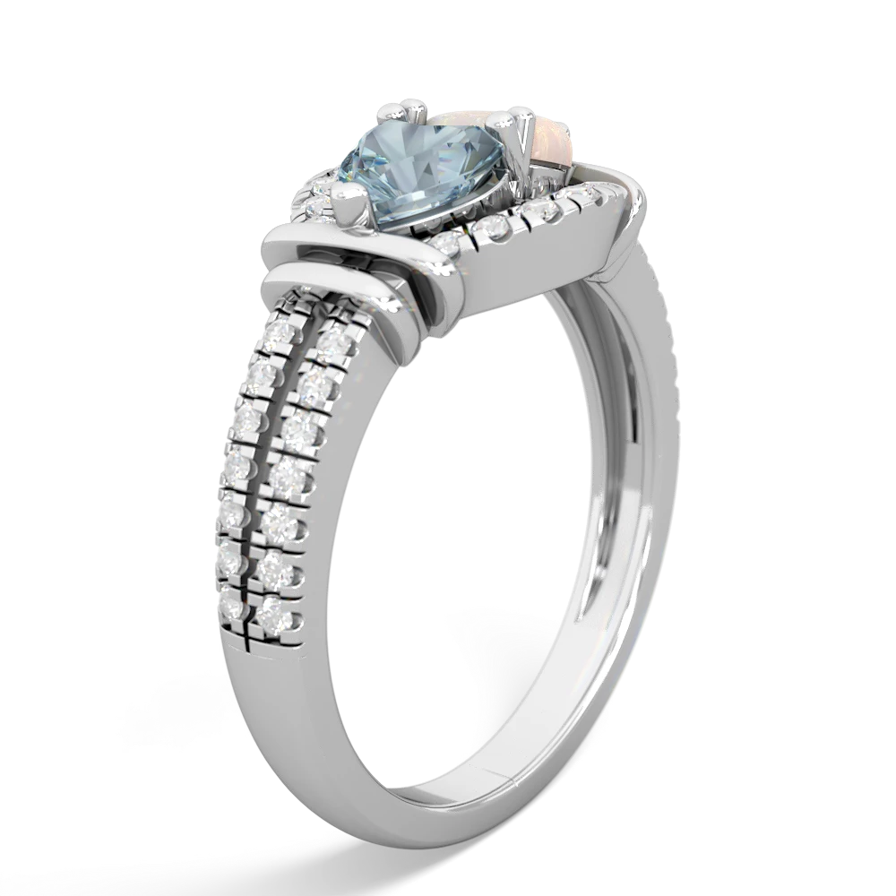 Aquamarine Art-Deco Keepsake 14K White Gold ring R5630