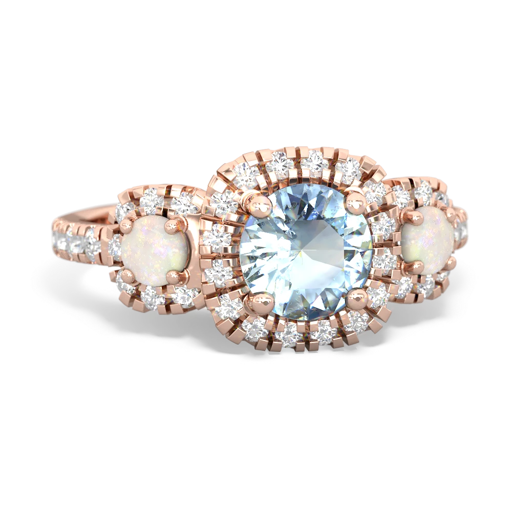 Aquamarine Regal Halo 14K Rose Gold ring R5350