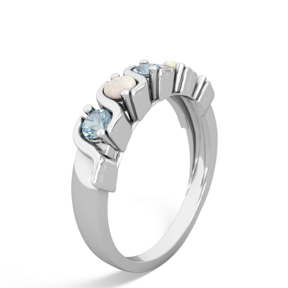 Aquamarine Anniversary Band 14K White Gold ring R2089