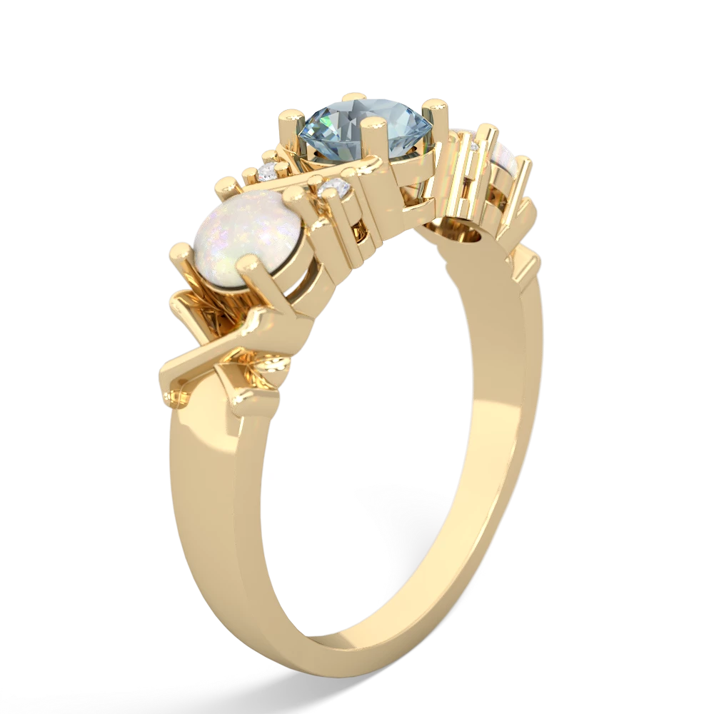 Aquamarine Hugs And Kisses 14K Yellow Gold ring R5016