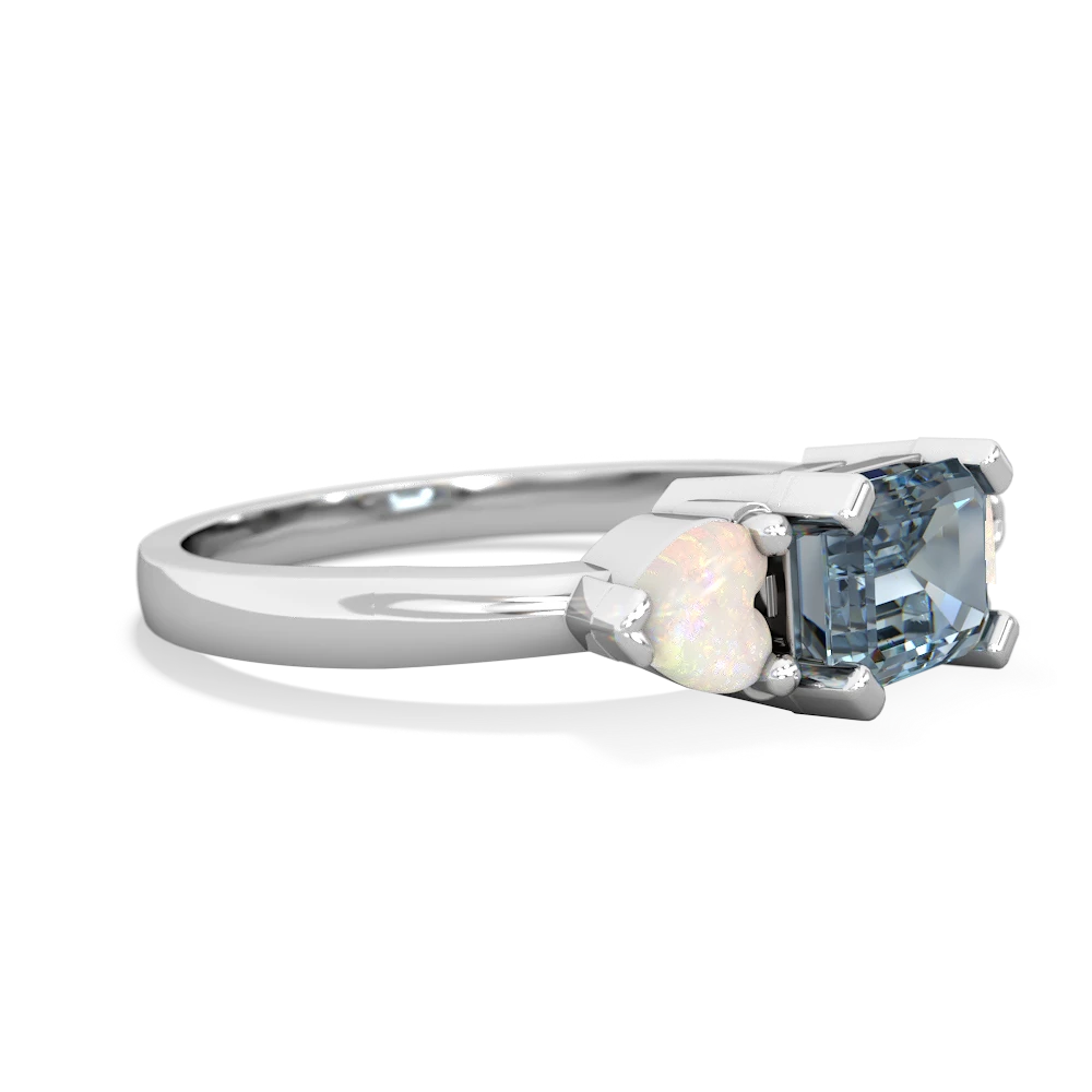 Aquamarine Three Stone 14K White Gold ring R5235