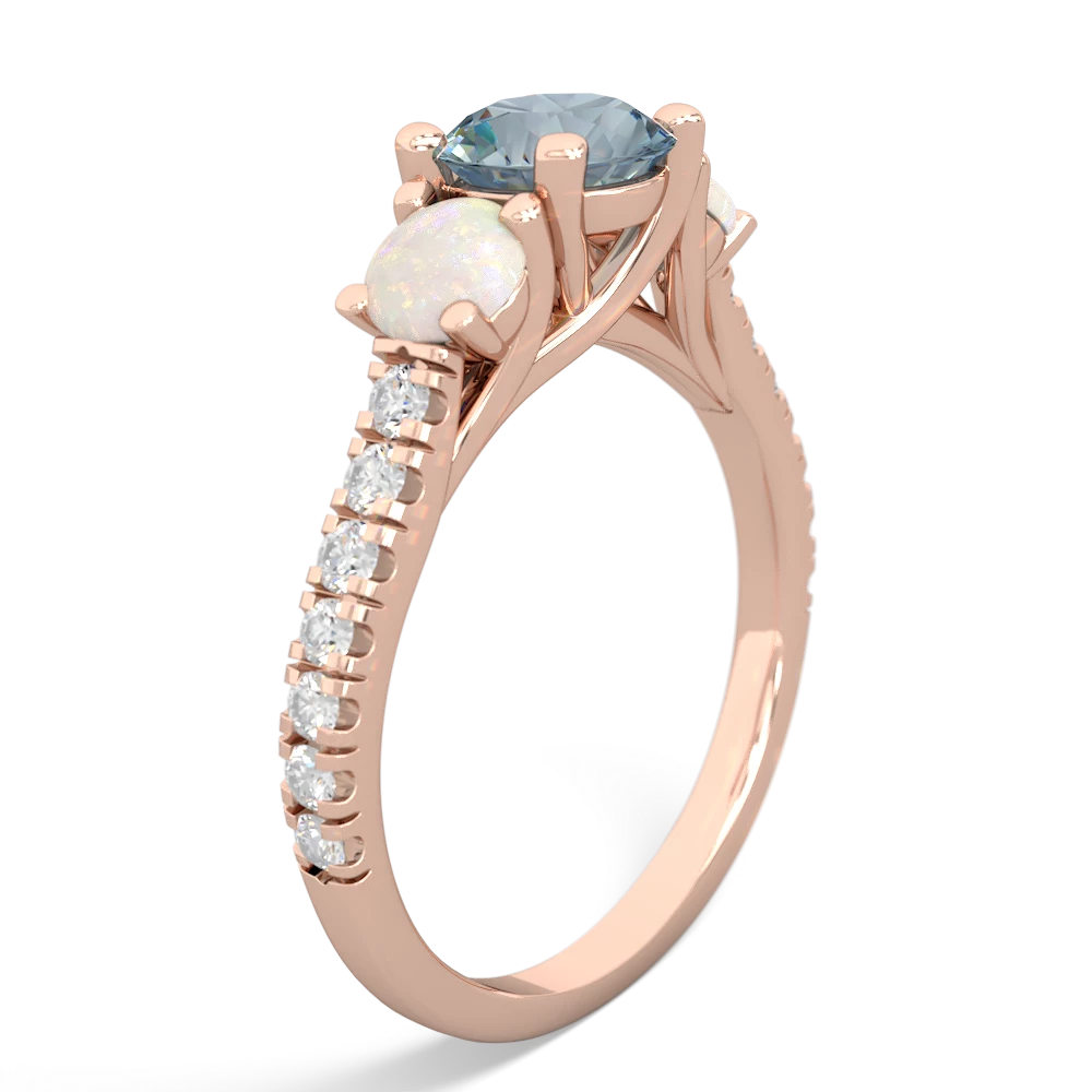 Aquamarine Pave Trellis 14K Rose Gold ring R5500