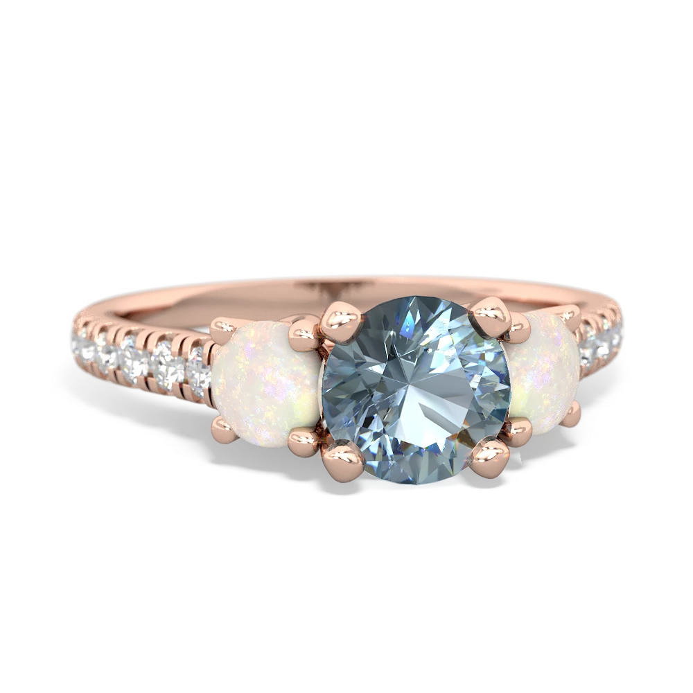 Aquamarine Pave Trellis 14K Rose Gold ring R5500