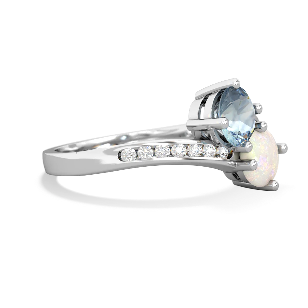 Aquamarine Channel Set Two Stone 14K White Gold ring R5303